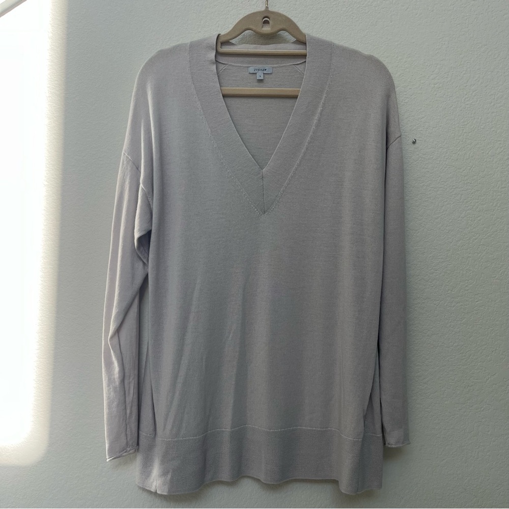 Jigsaw Light Gray V-Neck Sweater